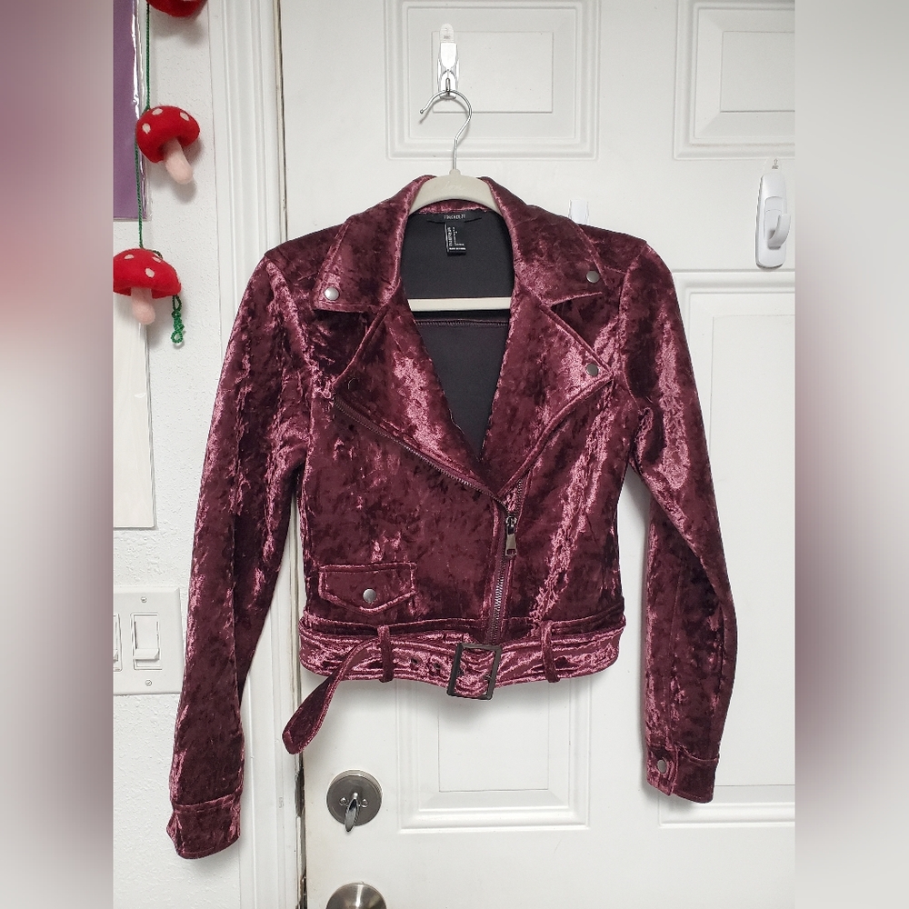Forever 21 Crushed Velvet Biker Jacket